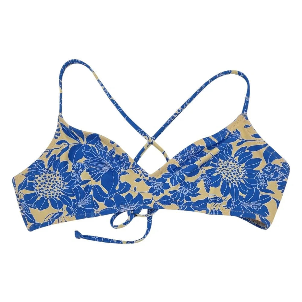 J. Crew Womens XL Blue Yellow Floral High Waisted Bikini